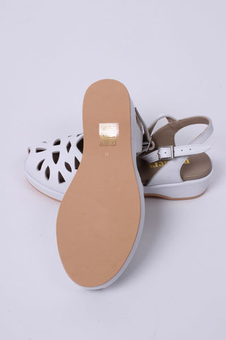 1940s / 50s summer wedge sandals - White - Sidse - memery