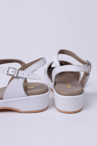 1940s / 50s summer wedge sandals - White - Sidse - memery