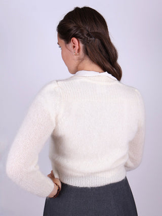 1940s style mohair cardigan - Cream - Lisbeth - memery