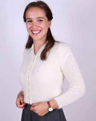 1940s style mohair cardigan - Cream - Lisbeth - memery