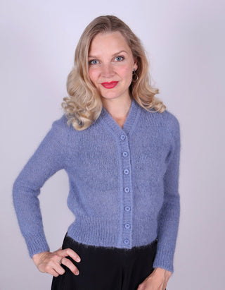 1940s style mohair cardigan - Dusty blue - Lisbeth - memery