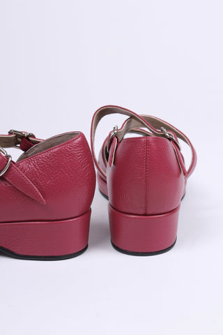 1940s style summer sandals / wedges - Burgundy / Raspberry - Norma - memery