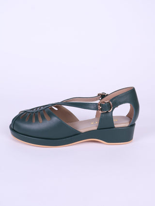 1940s summer sandals - Dark Green - Katharine - memery