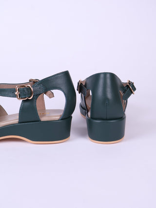 1940s summer sandals - Dark Green - Katharine - memery