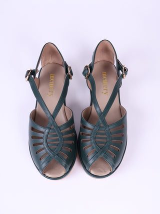 1940s summer sandals - Dark Green - Katharine - memery
