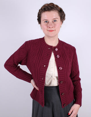 1940s vintage style cardigan - Burgundy red - Ingrid - memery