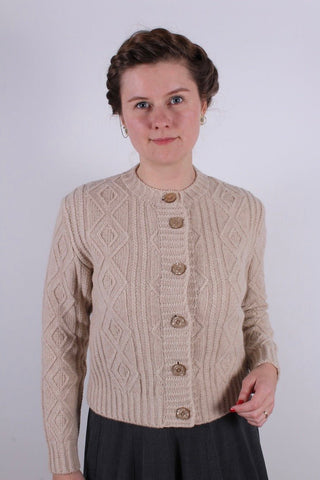 1940s vintage style cardigan - Cream - Ingrid - memery