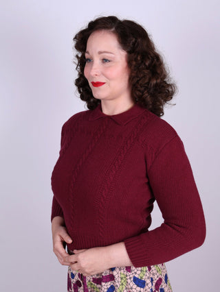1940s vintage style pullover - Burgundy - Gertrud - memery