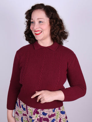 1940s vintage style pullover - Burgundy - Gertrud - memery
