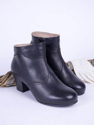 1940s Winter Ankle Boots – Black – Marion - memery