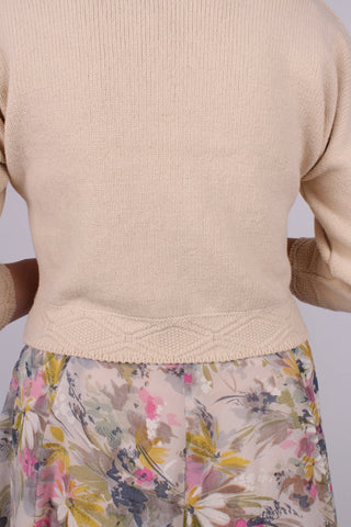 1950s vintage style bolero with pattern - Cream - Carol - memery