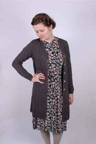 1930s style long cardigan / swagger jacket - Anthracite Grey - Isabel