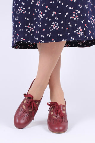 Early 1930s oxford high heels- Brown-Red - Marie