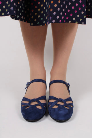 Late 1930s / early 1940s suede shoes - Navy blue - Ida