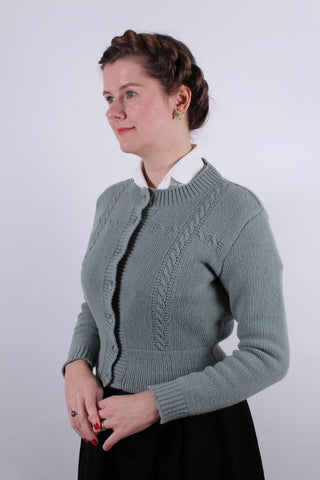 1940s vintage style cardigan - Merino - Dusty mint green - Vera