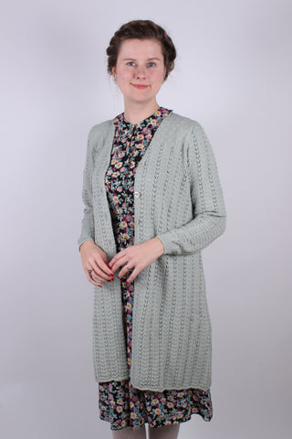 1930s style long cardigan / swagger jacket - Apple green - Isabel