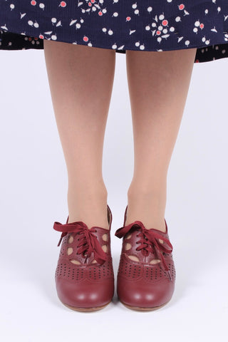 Early 1930s oxford high heels- Brown-Red - Marie