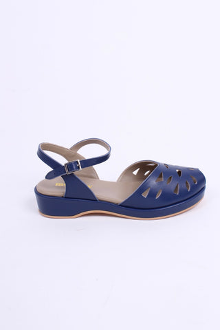 1940s / 50s summer wedge sandals - Navy blue- Sidse