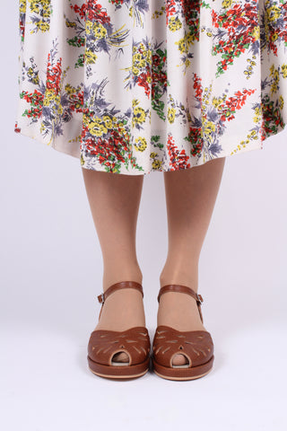 1940s / 50s summer wedge sandals - Brown - Sidse