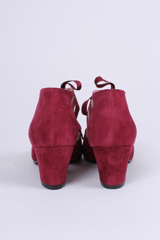40's vintage style pumps in suede - Burgundy - Alma