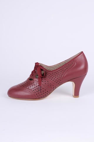 Early 1930s oxford high heels- Brown-Red - Marie