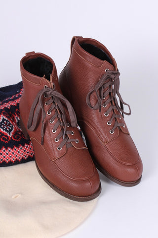 1930s and 1940s winter snow boots with Fur lining - Brown- Rita