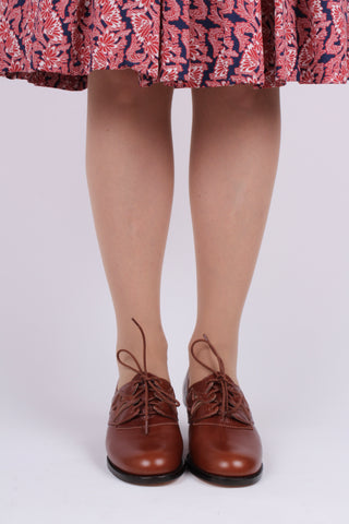 Early 1940s everyday lace-up shoes - Cognac brown - Emily