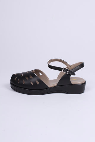 1940s / 50s summer wedge sandals - Black - Sidse