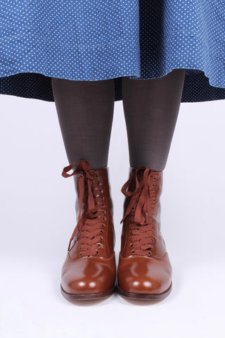 1910s / 1920s style everyday leather boot  - Brown - Britta