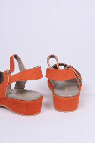1940s / 50s suede wedge sandals - Apricot - Ella