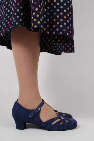 Late 1930s / early 1940s suede shoes - Navy blue - Ida