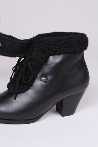 50s style pump booties with wool - Black - Maria