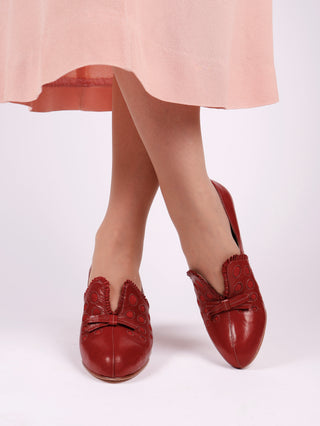1930s pumps with decorations in suede - red - Stella