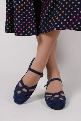 Late 1930s / early 1940s suede shoes - Navy blue - Ida