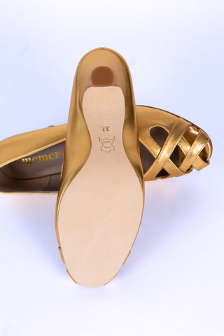 Pumps aus den 1950er Jahren mit offener Spitze – Gold – Audrey