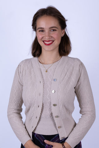 1940s / 1950s style Cardigan - Off-White - Augusta