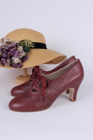 Early 1930s oxford high heels- Brown-Red - Marie