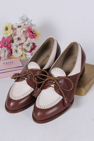 40s Two-tone Spectator shoes - Brown and off-white - Grace.