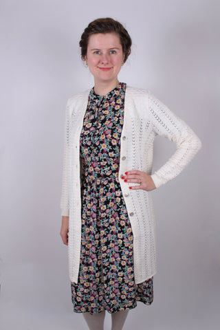1930s style long cardigan / swagger jacket - Off-White - Isabel