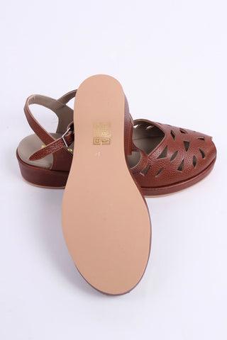 1940s / 50s summer wedge sandals - Brown - Sidse