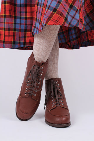 1930s and 1940s winter snow boots with Fur lining - Brown- Rita