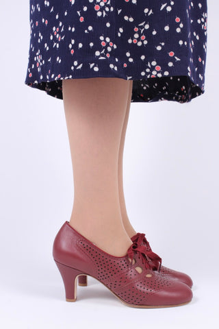Early 1930s oxford high heels- Brown-Red - Marie