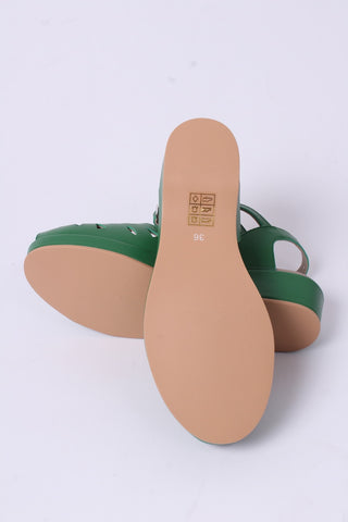 1940s / 50s summer wedge sandals - Green - Sidse