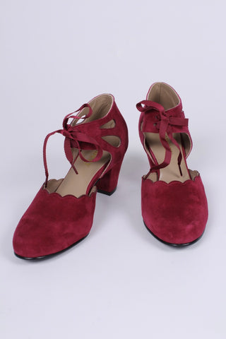 40's vintage style pumps in suede - Burgundy - Alma