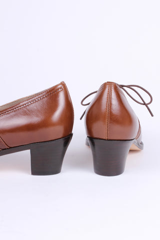 Early 1940s everyday lace-up shoes - Nougat Brown - Emily