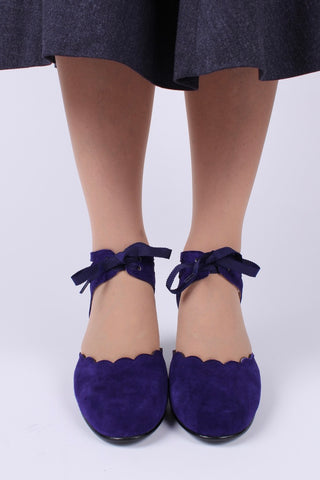 40's vintage style pumps in suede - Purple - Alma