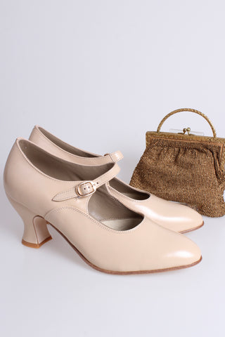 1920's inspired Mary Jane pumps - Cream  - Yvonne