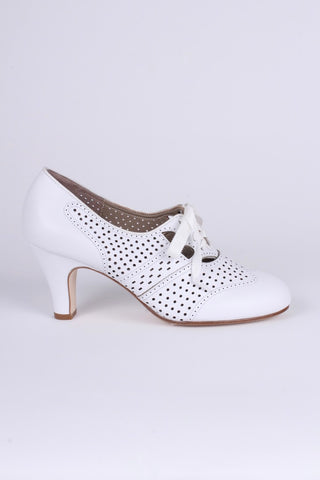 Early 1930s oxford high heels- White - Marie