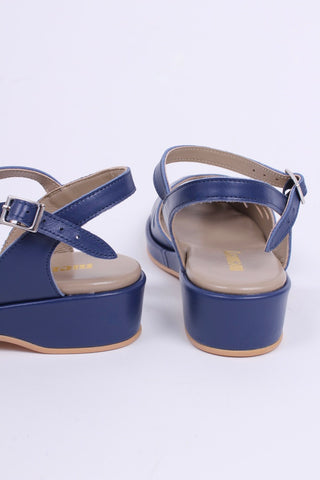1940s / 50s summer wedge sandals - Navy blue- Sidse