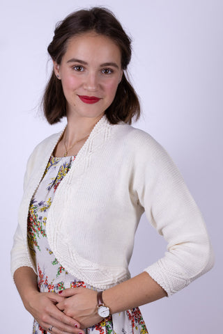 Bolero im Vintage-Stil der 1950er mit Muster – Cremeweiß – Carol